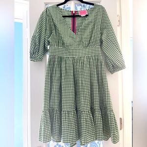 EUC KATE SPADE GREEN GINGHAM DRESS SZ 4